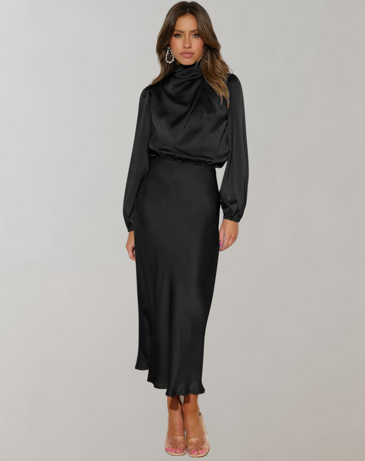 Delphina | Satin Sleeve Dress 0