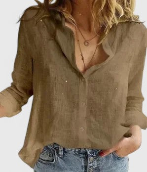 Demi | Elegant Linen Ruffled Button-Down Shirt 3