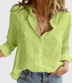 Demi | Elegant Linen Ruffled Button-Down Shirt 6