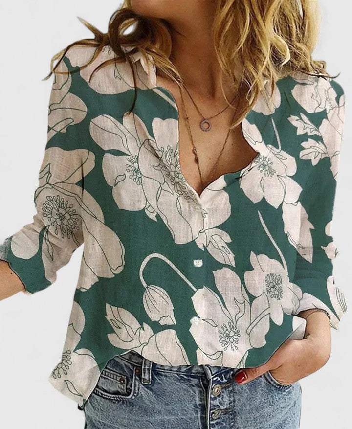 Demi | Elegant Linen Ruffled Button-Down Shirt 9