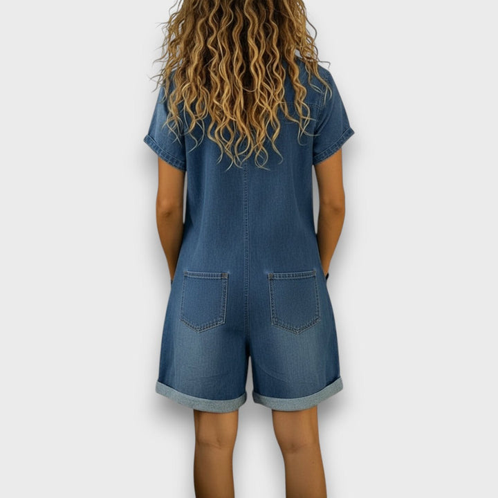 Elena | Vintage Style Denim-Look Jumpsuit 1