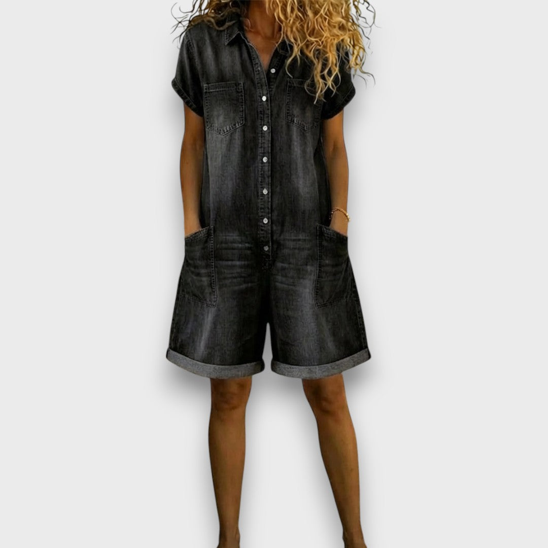 Elena | Vintage Style Denim-Look Jumpsuit 2