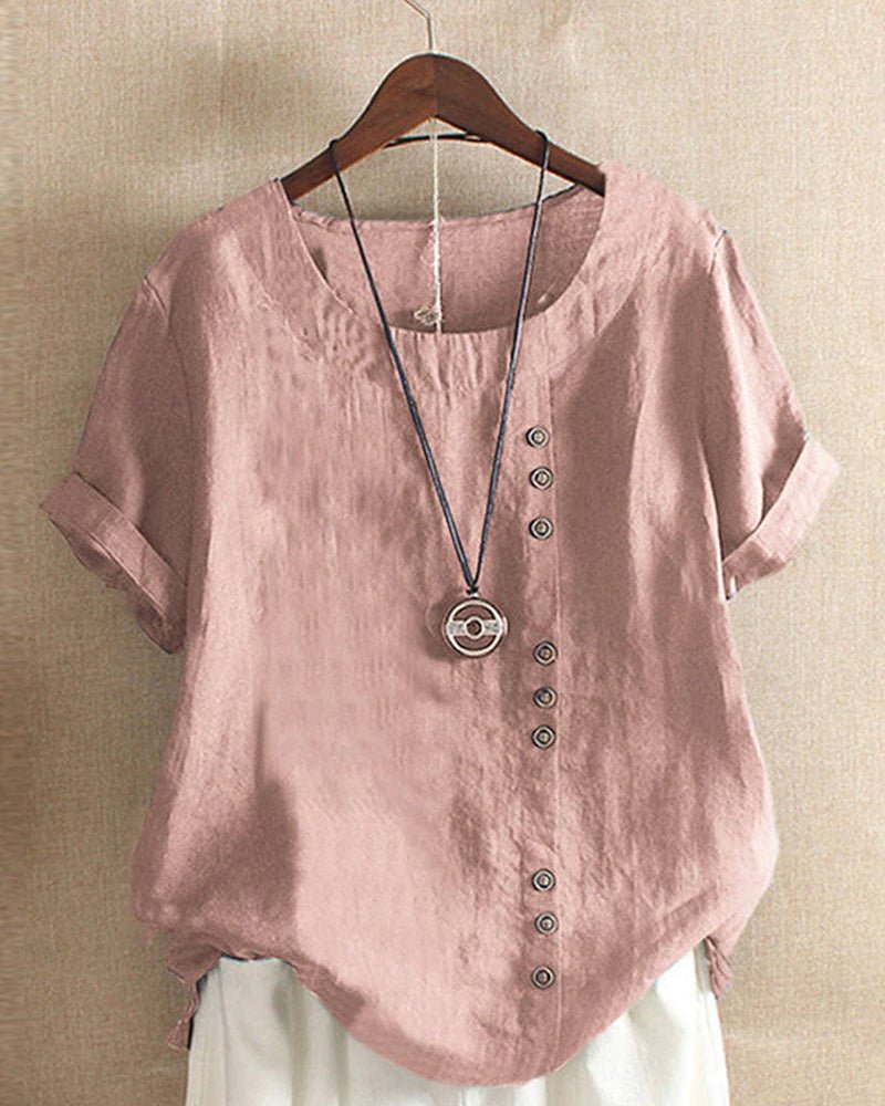 Ella | Casual Chic Linen Button Front Top 0