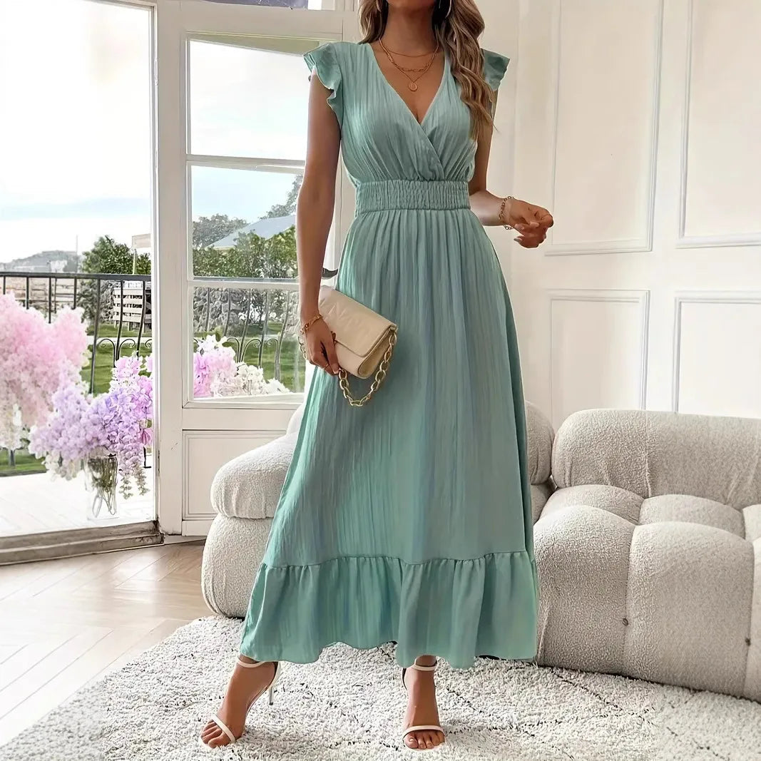 Elysia | Elegant Floral Maxi Dress with Sleeves for Women - Flattering & Airy Long Dress 0
