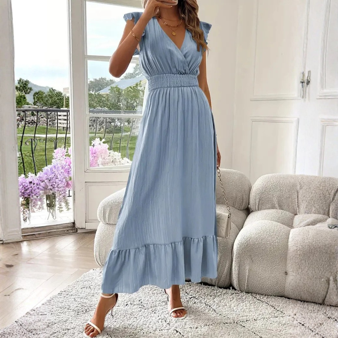 Elysia | Elegant Floral Maxi Dress with Sleeves for Women - Flattering & Airy Long Dress 10