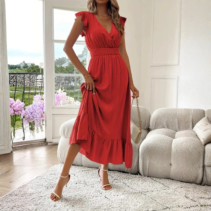 Elysia | Elegant Floral Maxi Dress with Sleeves for Women - Flattering & Airy Long Dress 9