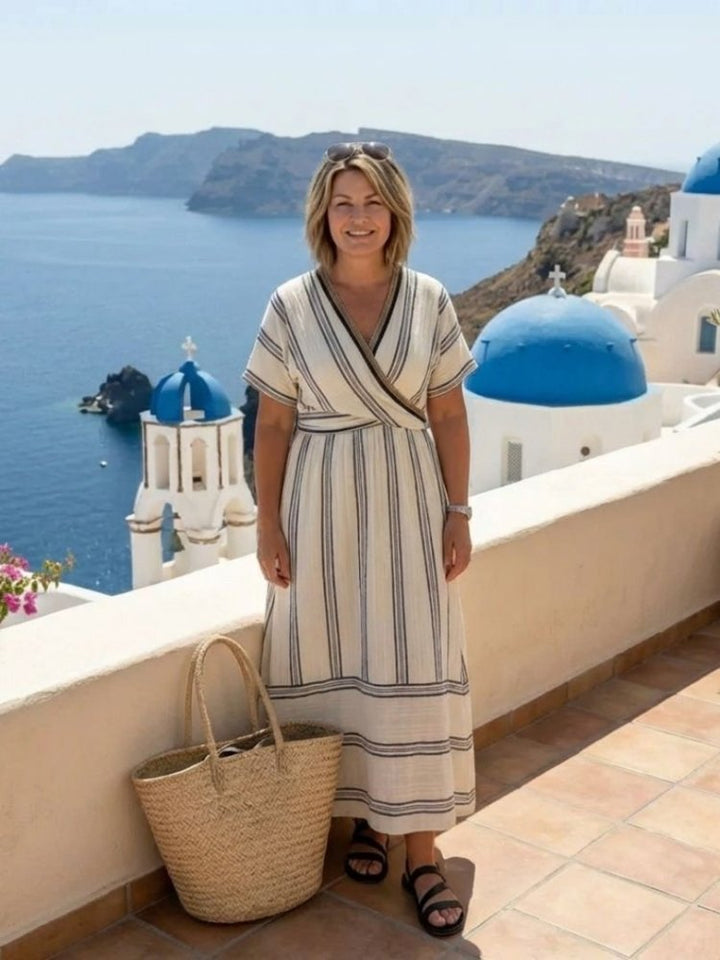 Emma | Lightweight and Comfortable V-Neck Wrap Midi Dress 3