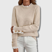 Madeline | Elegant And Feminine Lace Accent Knit Sweater