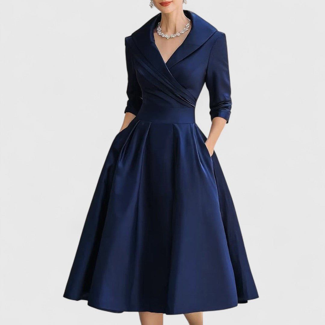 Evelyn | Elegant And Flattering Wrap-Bodice Midi Dress 0
