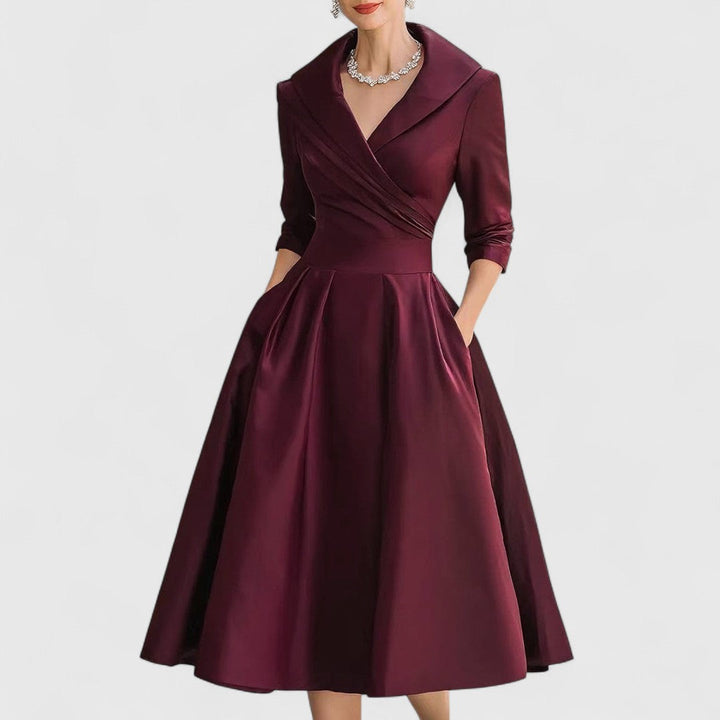Evelyn | Elegant And Flattering Wrap-Bodice Midi Dress 2