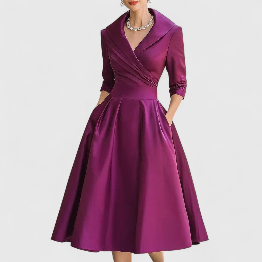 Evelyn | Elegant And Flattering Wrap-Bodice Midi Dress 3