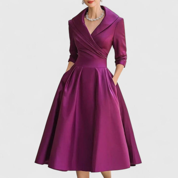 Evelyn | Elegant And Flattering Wrap-Bodice Midi Dress 3