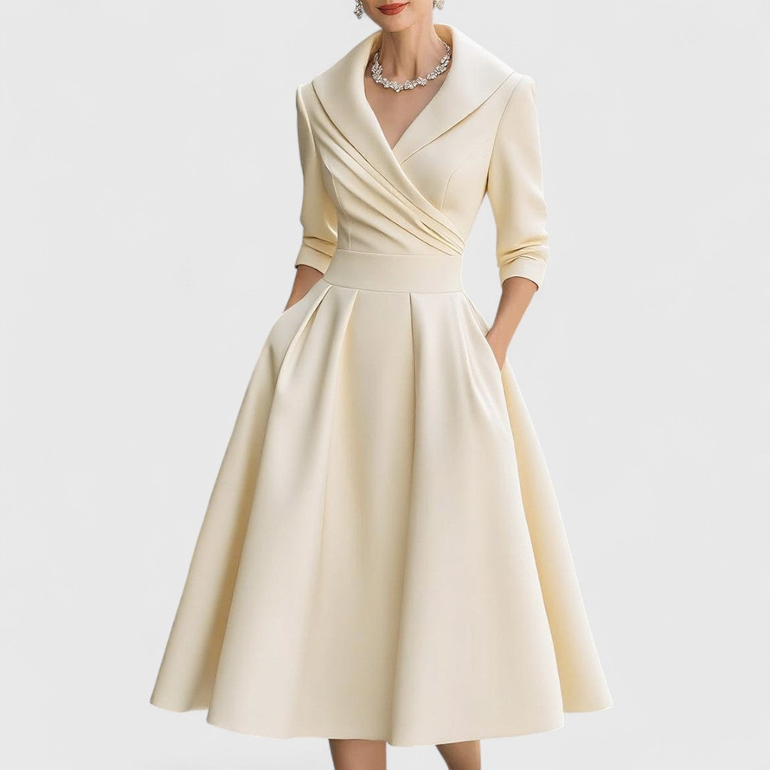 Evelyn | Elegant And Flattering Wrap-Bodice Midi Dress 4