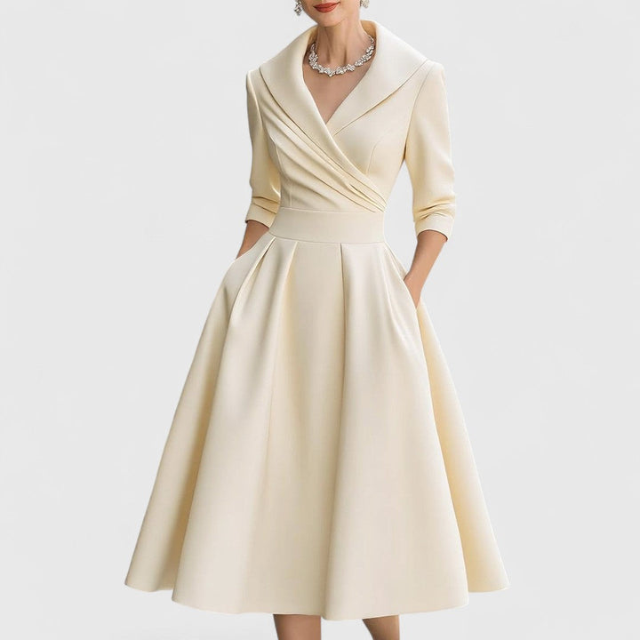 Evelyn | Elegant And Flattering Wrap-Bodice Midi Dress 4
