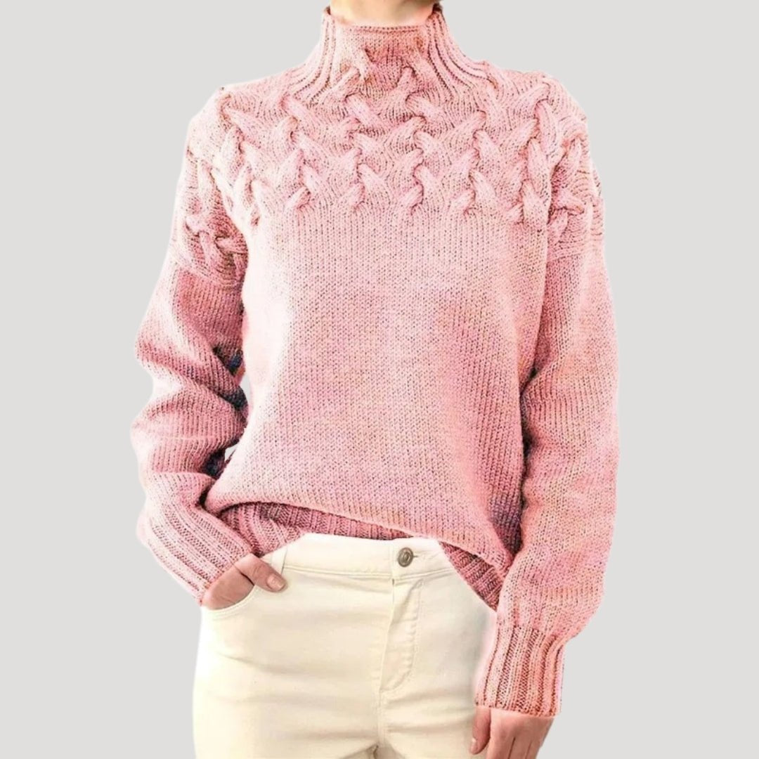 Evelyn | Women's Cable Knit Turtleneck Pullover Sweater 3