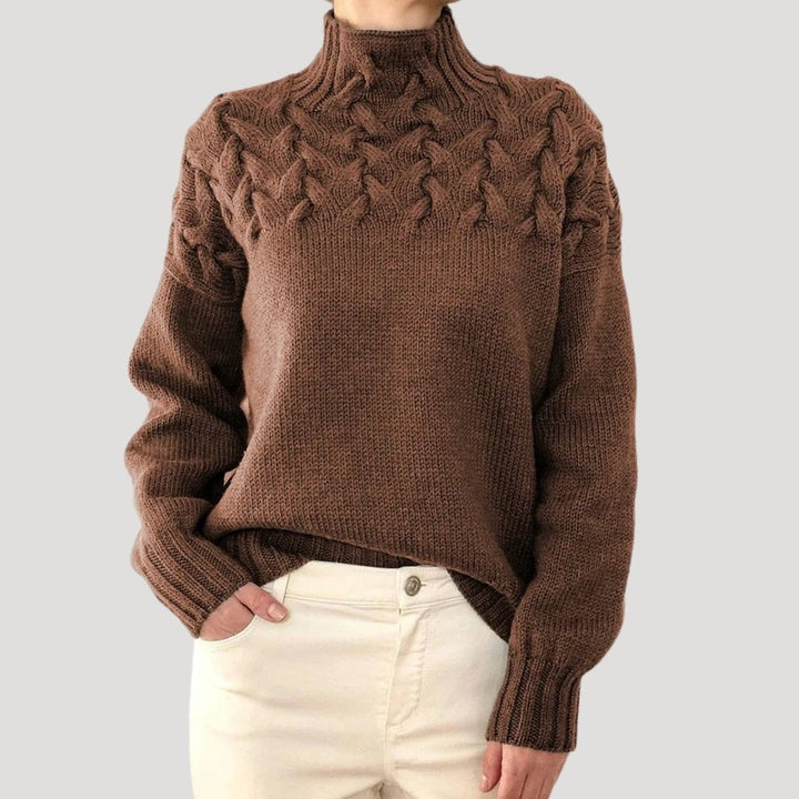 Evelyn | Women's Cable Knit Turtleneck Pullover Sweater 7