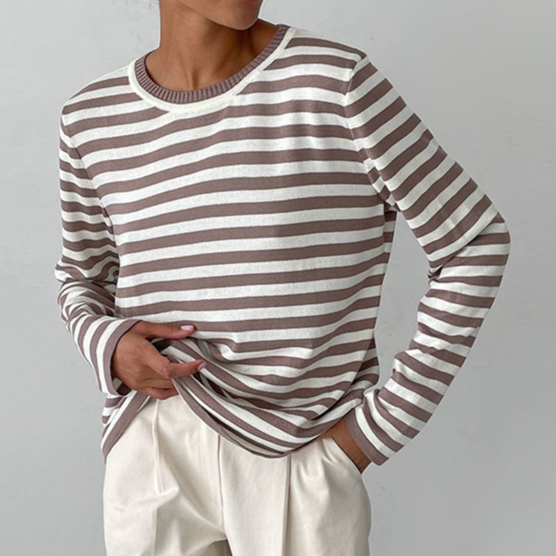 Evelyn | Women's Relaxed-Fit Nautical Striped Long Sleeve Sweater 1