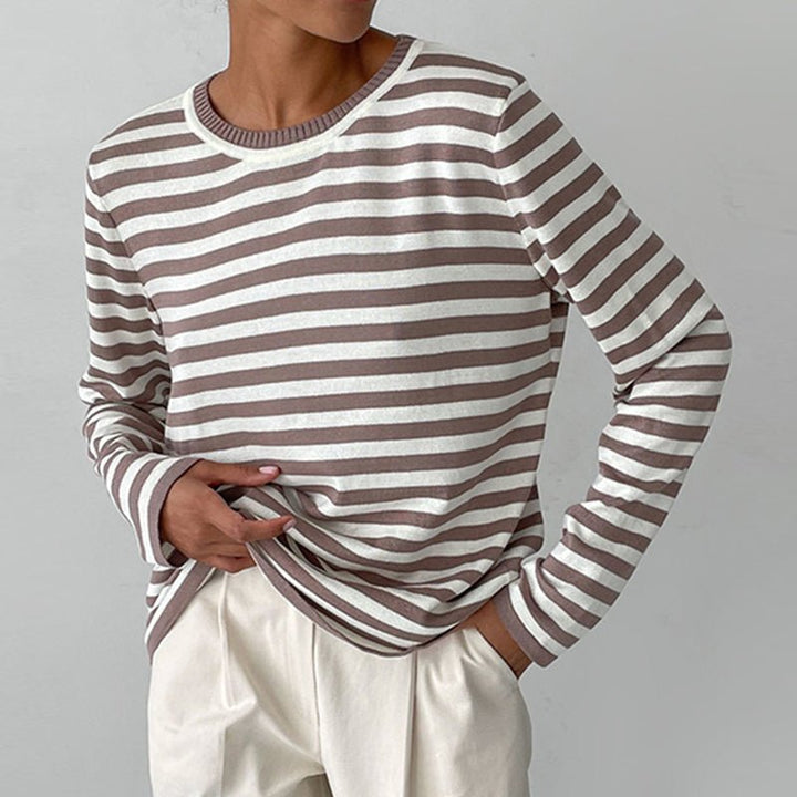 Evelyn | Women's Relaxed-Fit Nautical Striped Long Sleeve Sweater 1
