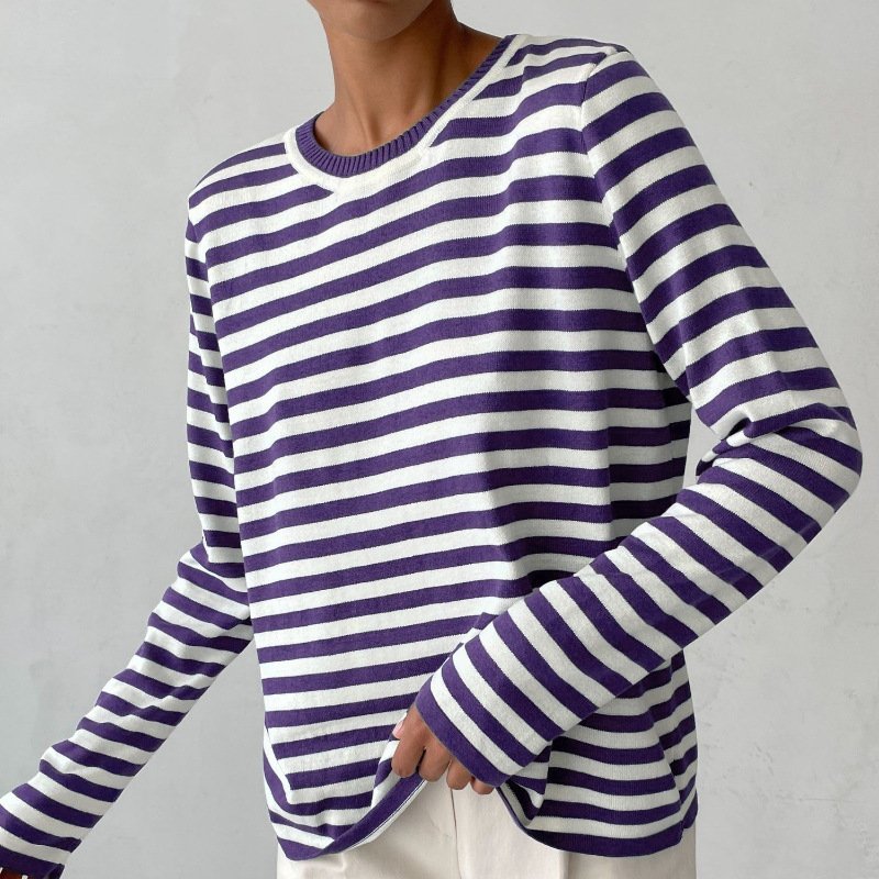 Evelyn | Women's Relaxed-Fit Nautical Striped Long Sleeve Sweater 6