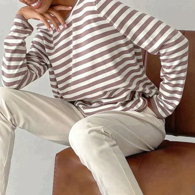 Evelyn | Women's Relaxed-Fit Nautical Striped Long Sleeve Sweater 7