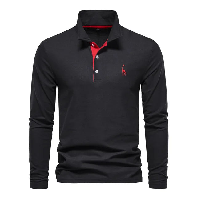 Frank | Cotton Blend Long Sleeve Polo Shirt 7