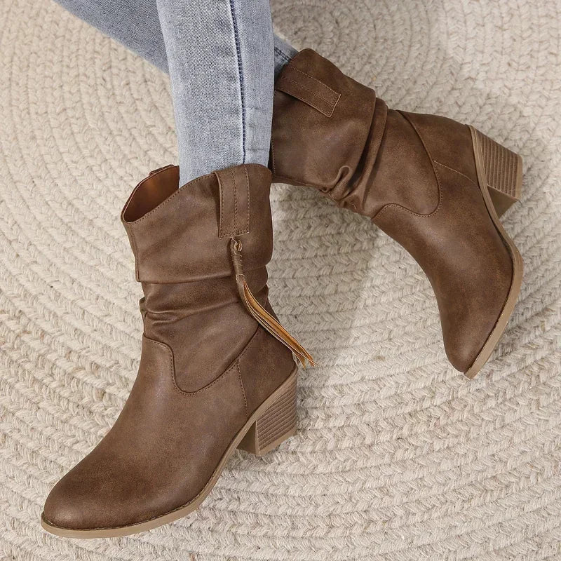 Franziska | Braided Tassel Water-Resistant Western Boots 5