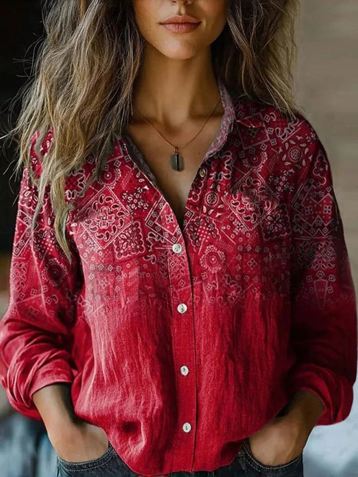 Gabriele | Beautiful And Relaxed Boho Floral Button-Up Blouse 8