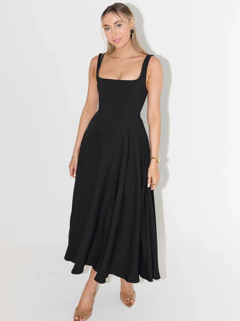 Gina | Elegant Square Neck Midi Dress - Women's Summer Wedding Guest Dresses 1