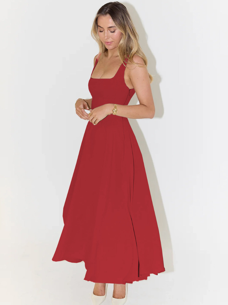 Gina | Elegant Square Neck Midi Dress - Women's Summer Wedding Guest Dresses 11