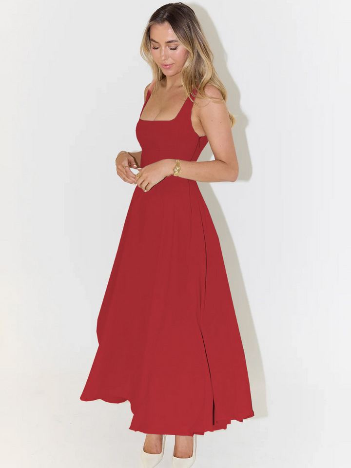 Gina | Elegant Square Neck Midi Dress - Women's Summer Wedding Guest Dresses 11