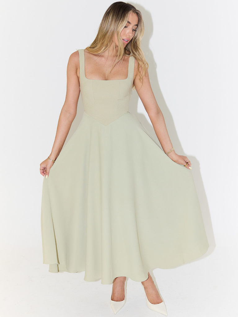 Gina | Elegant Square Neck Midi Dress - Women's Summer Wedding Guest Dresses 2