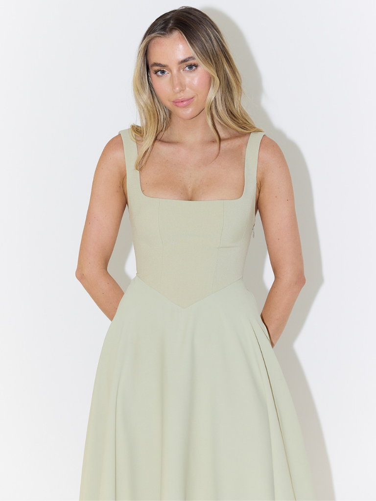 Gina | Elegant Square Neck Midi Dress - Women's Summer Wedding Guest Dresses 3