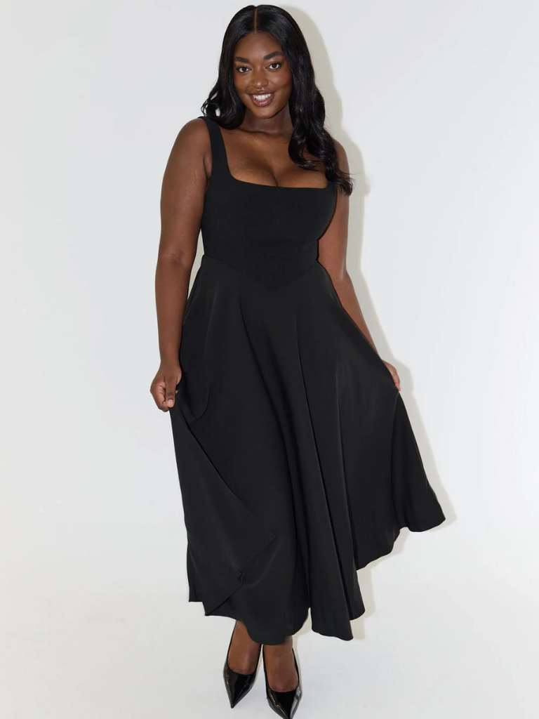 Gina | Elegant Square Neck Midi Dress - Women's Summer Wedding Guest Dresses 8