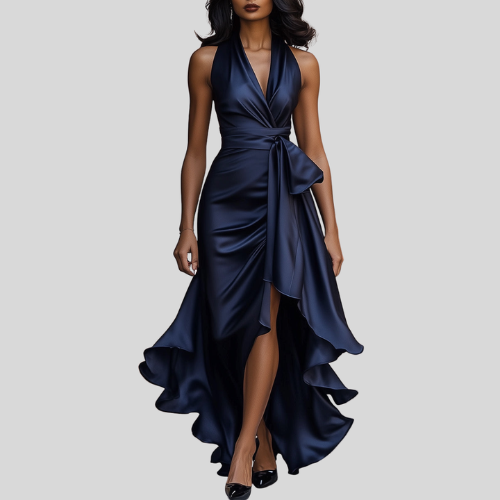 Giselle | Dramatic And Luxurious Satin Wrap Maxi Dress 1