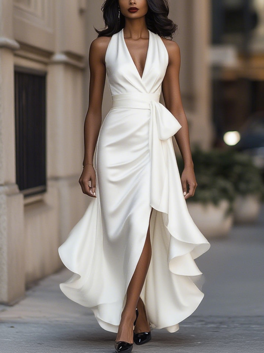 Giselle | Dramatic And Luxurious Satin Wrap Maxi Dress 7
