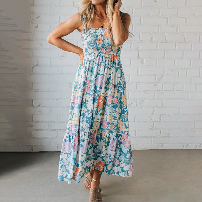 Grace | Effortless and Beautiful Floral Strappy Midi Dress 0