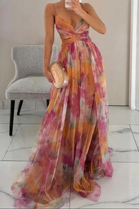 Ruby | Ätherisches Tüllkleid mit Aquarell-Blumenmuster