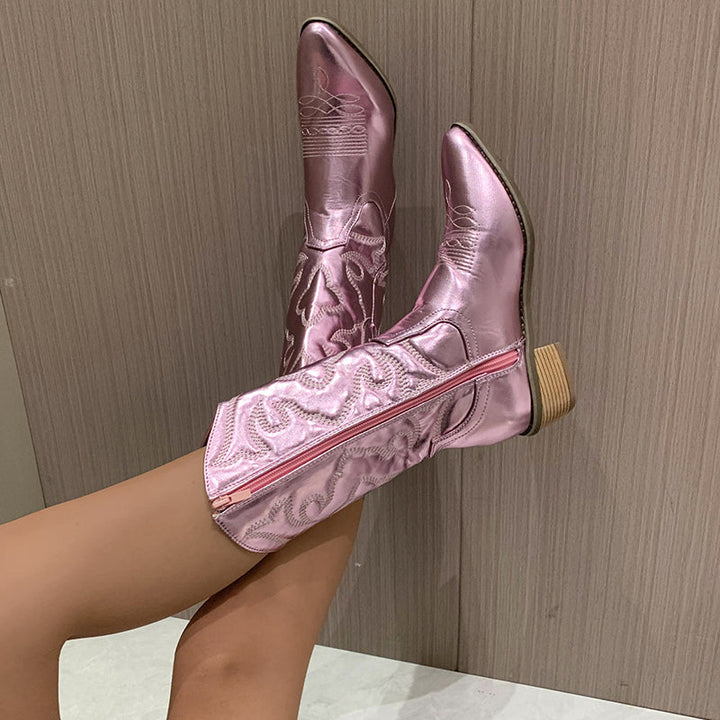 Greta | Glamorous Metallic Style Western Cowboy Boots 1