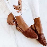 Katja | Elegant Woven Leather Pointed-Toe Slingback Sandals