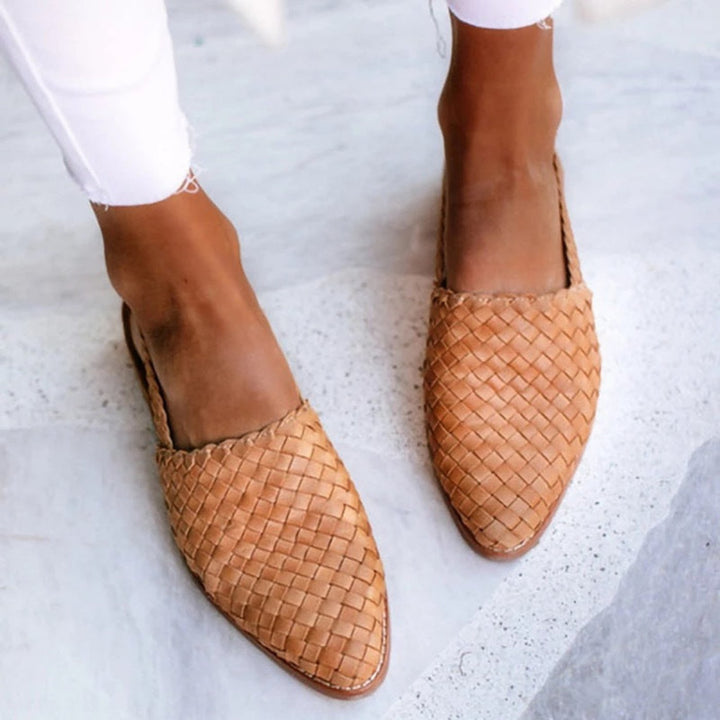 Hannah | Woven Leather Pointed-Toe Slingback Sandals 1