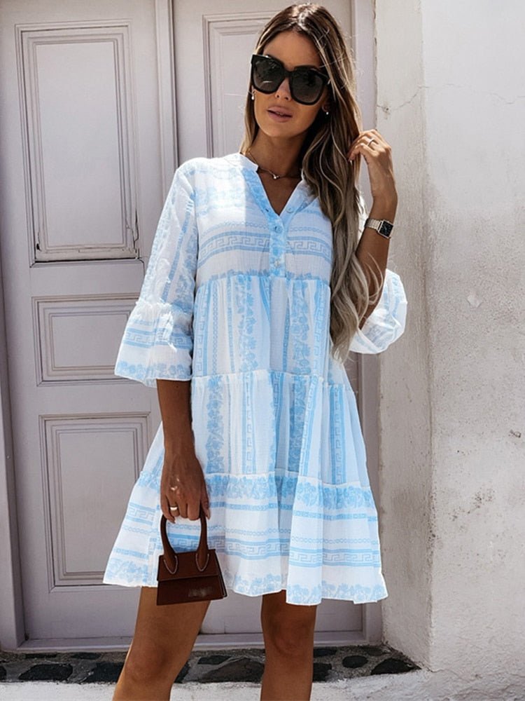 Harper | Boho Printed Tiered Mini Dress 2