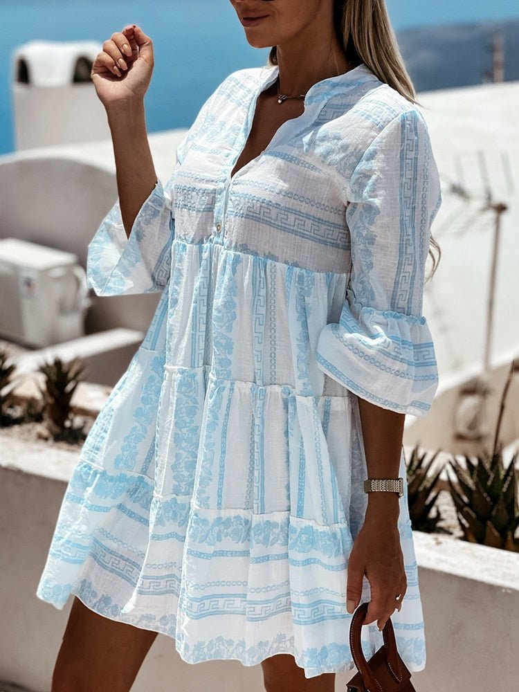 Harper | Boho Printed Tiered Mini Dress 5