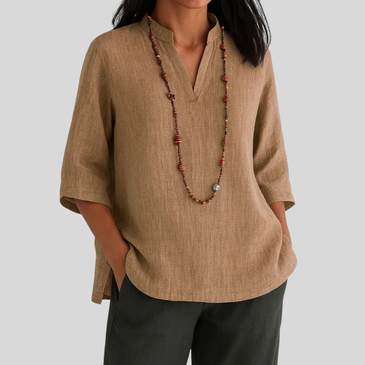 Harper | Comfortable And Warm relaxed-fit linen tunic tops 2