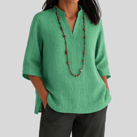 Jessica | Relaxed V-Neck Linen Tunic Top