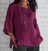 Harper | Women's Relaxed-Fit V-Neck 3/4 Sleeve Linen Tunic 4
