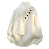 Kathy | Cozy And Elegant Scarf Neck Knit Sweater