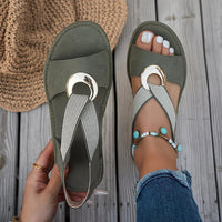 Morgan | Comfortable and breathable flat sandals with metallic ring detail