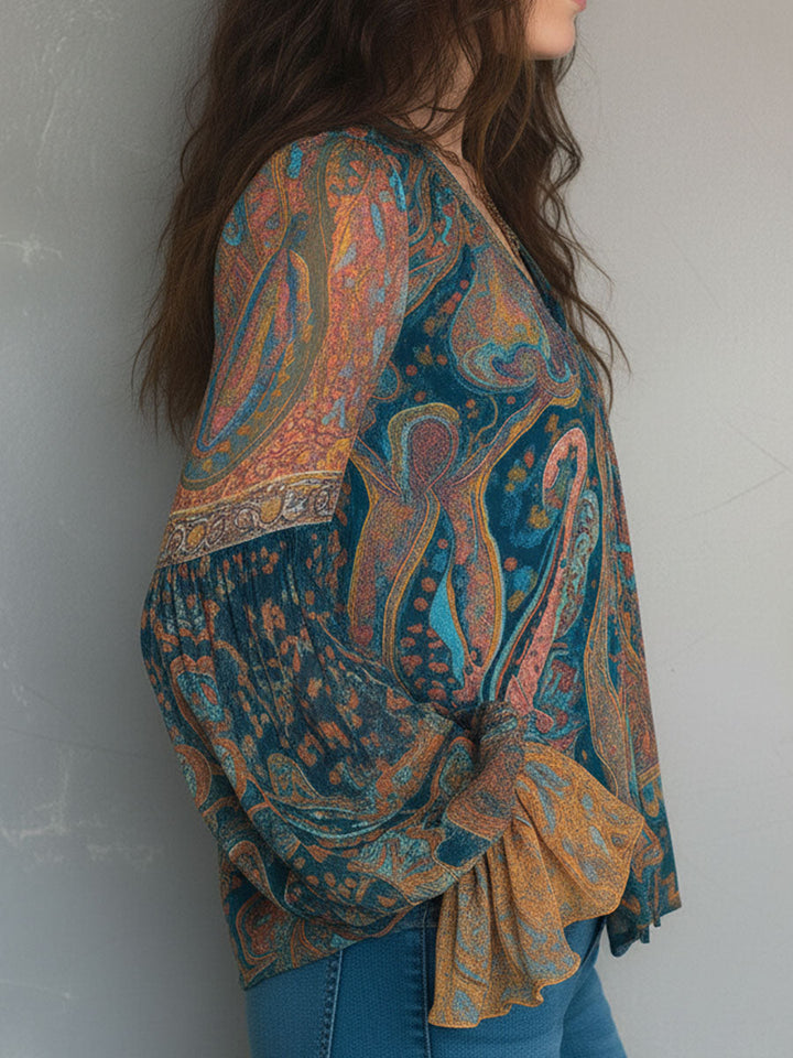 Isabella | Elegant And Flowing Paisley Chiffon Blouse 4