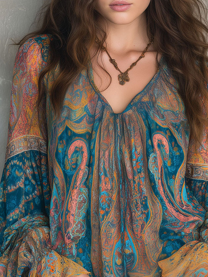 Isabella | Elegant And Flowing Paisley Chiffon Blouse 6
