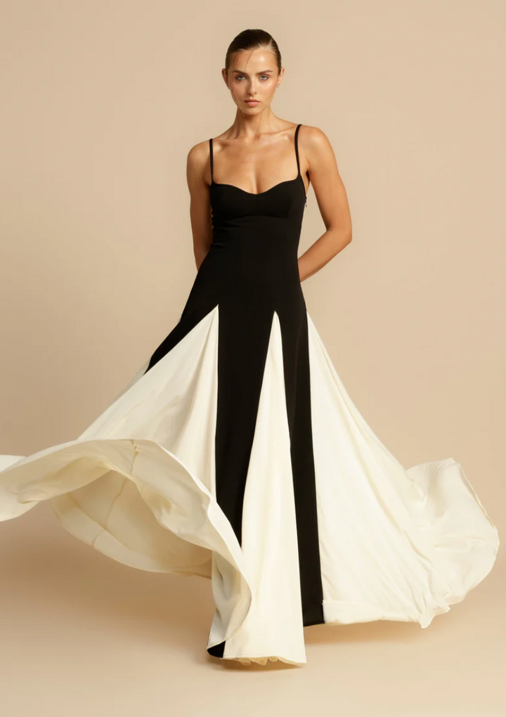 Isabella | Elegant Contrast Color Maxi Dress 1
